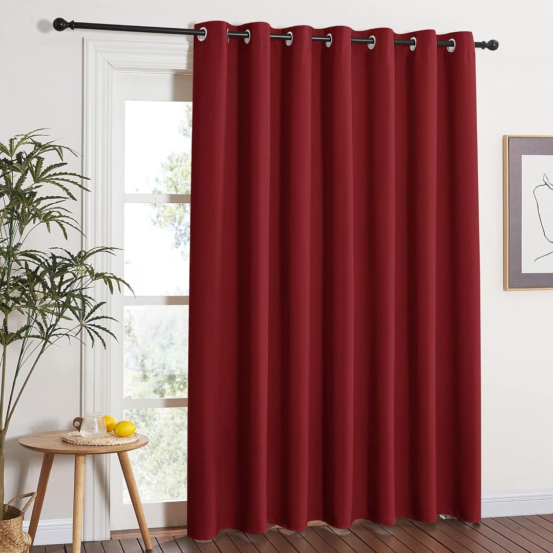 NICETOWN Blackout Blinds for Sliding Door - Indoor Slider Curtains for Patio, Wide Width Drapes for Living Room (Burgundy Red, 100 inches Wide x84 Long)