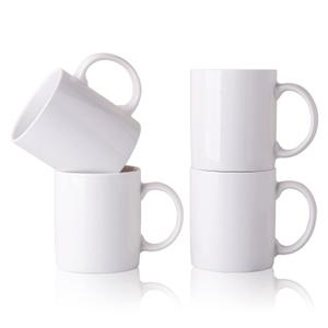 4 x GBhome 12 OZ Off White Coffee Mugs, Ceramic Coffee Mugs with Large Handle for Man, Woman, Dad, Mom, Light Weight Mugs Set for Latte/Cappuccino/Cocoa/Milk, Dishwasher & Microwave Safe, 4PCS