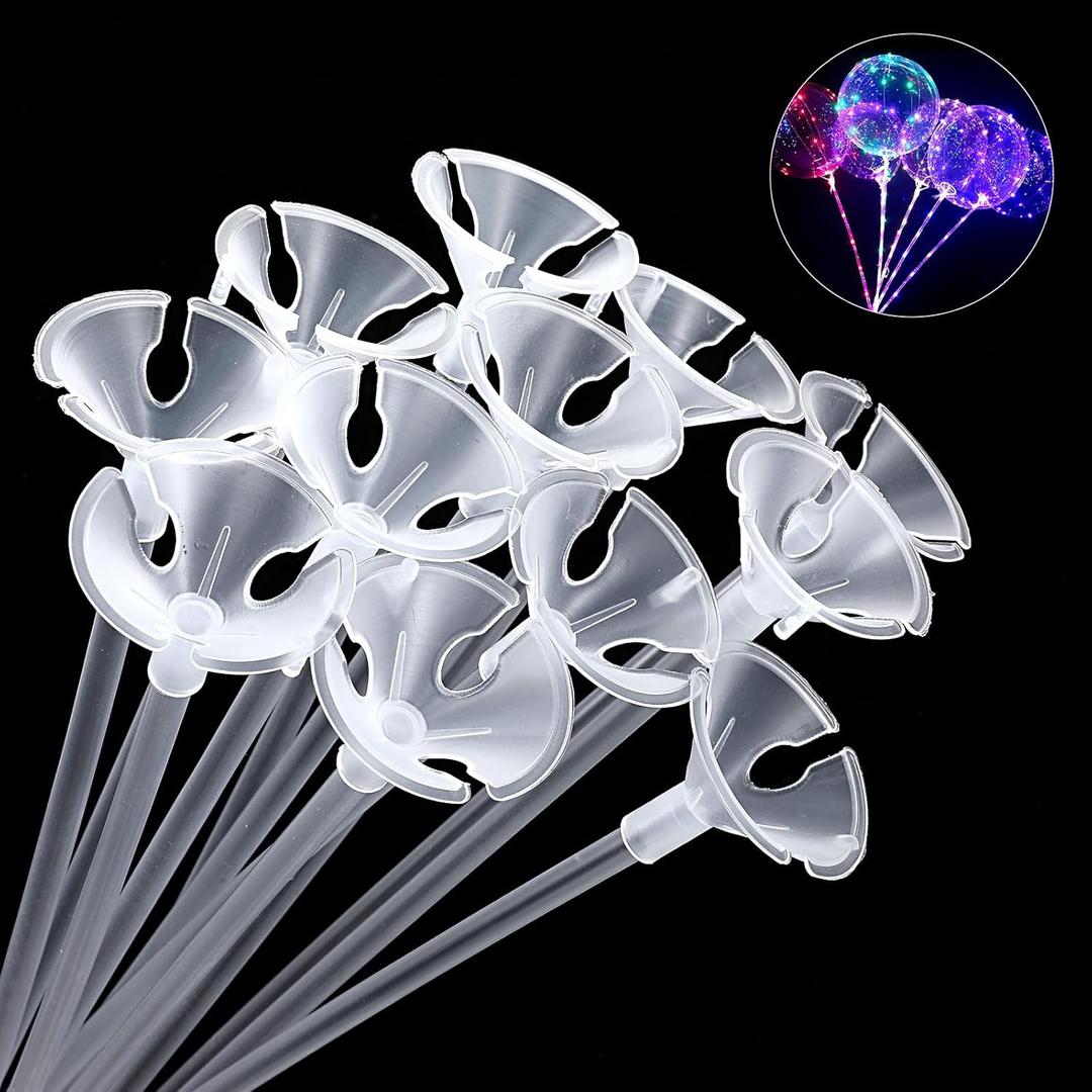 100pcs Plastic Balloon Holder Sticks,Balloon Sticks with Cups,Palitos para Globos,12.6 In Clear Long Balloons Stick Holder for Wedding,Birthday,Anniversary,Baby Shower Party Decorations