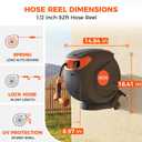 82ft Automatic Rewind Garden Hose Reel 1/2", Wall Mounted Retractable Water Hose with Any-Length Lock, Kink-Free Hybrid Hose for Backyard & Plant Care