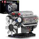 Mould King V8 Engine Building Blocks Sets, MOC Scale Model Kit with Battery and Motor, Collectible Set for Adults, Construction Toys Gifts for Friends Men Teen Youths (535 Pcs)