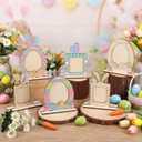 Vercraft 24 Sets Wood Easter Bunny Egg Picture Frame Craft Kits for Kids 4 x 6 Inch Color Your Own Wooden Bunny Egg Coloring Picture Frame for Spring Easter Gift Table Home Tabletop Party Decorations