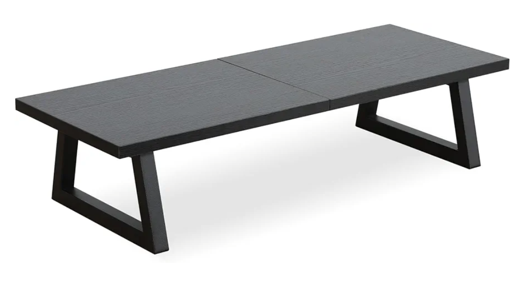 TEAMIX 24 inch Monitor Stand Riser, Black Wood & Steel Computer Monitor Stand with Storage, Laptop, PC, Printer Stand Riser for Desktop Office Desk Organizers