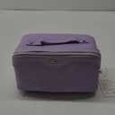 BOYATU Travel Makeup Bag Organizer Cosmetic Bag: 3 Pcs Set Make up Bags for Women with Handle - Waterproof Vegan Leather Toiletry Bags with Comparments (C-01-Purple)