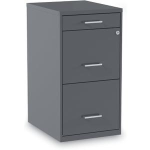 Alera Soho Vertical File Cabinet, 3 Drawers: Pencil/File/File, Letter, Charcoal, 14" X 18" X 26.9"