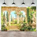 Greek Party Decorations Backdrops for Photoshoot, Ancient Greek Greece Palace Mythology Themed Picture Wall Backdrop for Photography Decor Banner, Photographic Studio Photo Backgrounds 7X5 FT