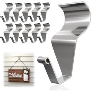 2 x Goabroa Vinyl Siding Hooks, 10 Pack Heavy Duty Siding Hooks for Hanging Outdoor, No-Hole Needed Stainless Steel Clips for Hanging Welcome Signs on Patio