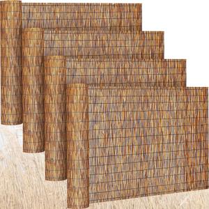 Barydat 4 Pcs 4 x 16.4 ft Reed Fence Roll, 85% Shade Bamboo Privacy Screen, Natural Decorative Reed Fencing for Outdoor Garden Backyard Patio Balcony