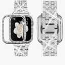 Supoix Compatible with Apple Watch Band 38/40/41/42/44/45/46/49mm+ Case, Women Jewelry Bling Diamond Rhinestone Replacement Metal Bands & 2 Pack PC Protector Case for iWatch Ultra 3/2/1 Series 11/10/9/8/7/6/5/4/3/2/1/SE Size 46 mm