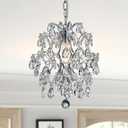 Bestier Modern Pendant Chandelier Crystal Raindrop Lighting Ceiling Light Fixture Lamp for Dining Room Bathroom Bedroom Livingroom entryway 1 E26 Bulbs Required D13 in x H16 in (D13" x H16", Silver)