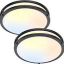 LED Black Ceiling Light Fixture, 36W 4400Lm Flush Mount, Dimmable 5CCT 2700K-6500K, 13 Inch Super Bright Modern Bedroom Ceiling Lights for Kitchen, Hallway, 2 Packs (13in)