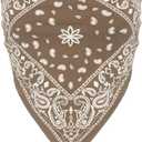 Design by Olivia Women's Sexy Paisley Print/Solid Bandana Tube Crop Top Shirt- Made in USA (Warm Mocha), S