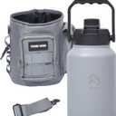 TRIBE WOD Tactical Water Bottle - 64 oz - Outdoor Military Water Bottles Stainless Steel - Double-Wall Jug with Rugged Strap and Removable Sleeve for Keys, Wallet, Phone (Ash Grey)