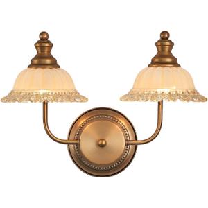 Vintage Vanity Lighs 2 Light Vanity Lighting Fixtures (Brass Glass)