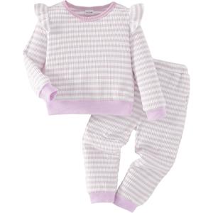 Mioglrie Toddler Baby Girl Clothes Fall Winter Sweatsuit Newborn Sweatshirt Sweat Pant Sets Outfits Infant Girls Clothing (3-4T, Purple Stripe)