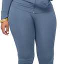 PINSV Women Two Piece Outfits Workout Sets Bodycon Tracksuit Long Sleeve Zip Up Hoodie Jacket Jogger Matching Sweat Pants Set (XX-Large, Grey Blue)