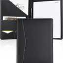 Pacific Mailer Padfolio Portfolio Leather Binder, Interview Legal Document Organizer, Business Card Holder Included Letter Sized Writing Pad [Piano Noir Faux Leather Matte Finish]