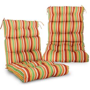 EAGLE PEAK Tufted Outdoor/Indoor High Back Patio Chair Cushions, Set of 2, 46'' x 22'', Rainbow