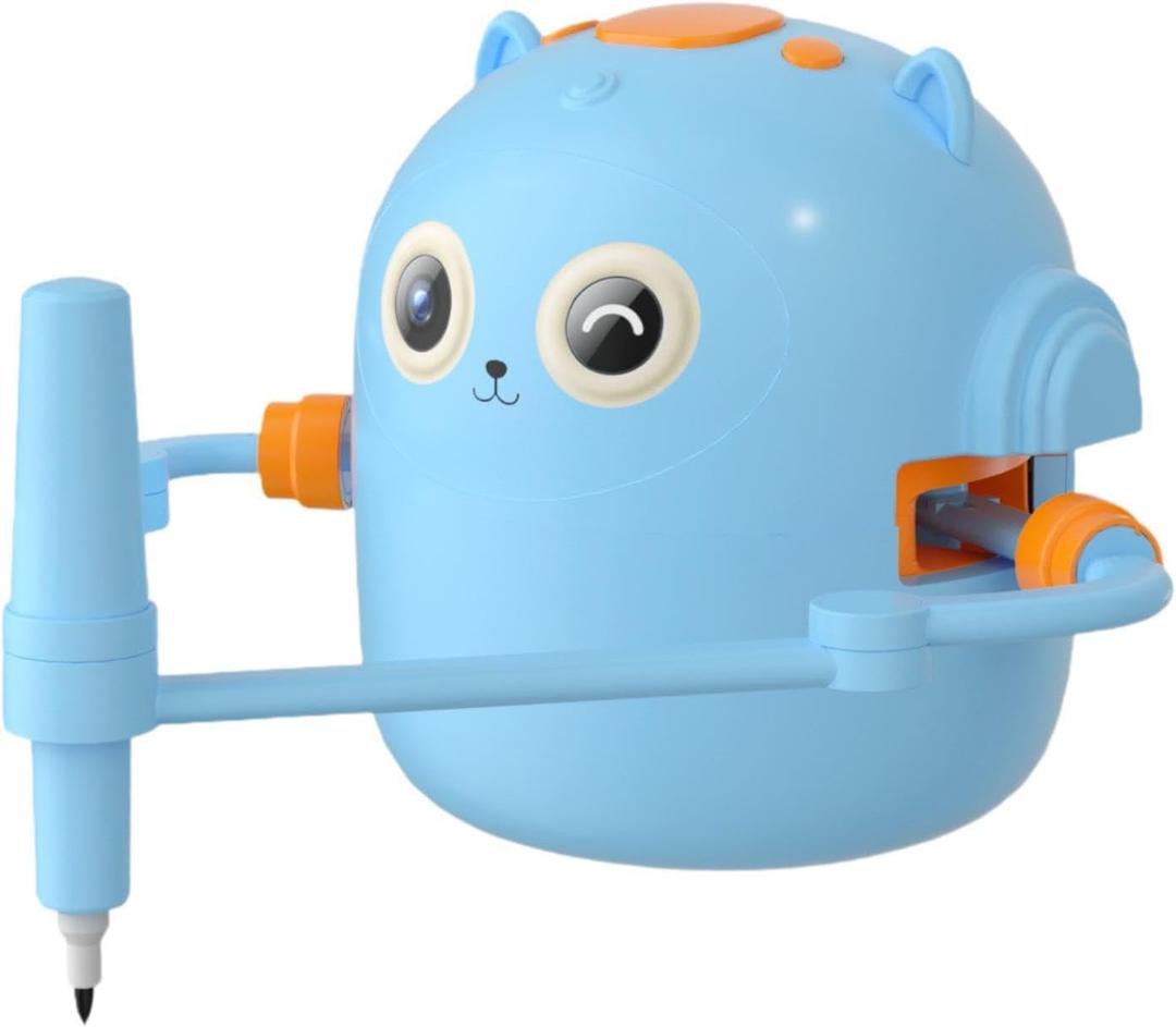 Drawing Robot for Children Featuring 100 Cards and 2 Pens Educational Game, Blue