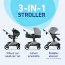 Graco Modes Nest Travel System, 3-in1 Modular Carseat Stroller Combo, Adjustable Slide2Me Infant Car Seat Carrier, Pramette, Toddler Stroller, Bayfield, Manufacturing Date 01/08/2025