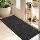 BEQHAUSE Dirt Trapper Door Mat 20" x 48", Non-Slip Washable Doormats Entrance Mat, Dirt Resistant and Absorbent Welcome Mat, Low Profile Floor Mats for Front Back Door and Entryway, Black