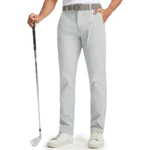 M MAELREG Mens Golf Pants 8 Pockets Water-Resistant -30"/32"/34" Lightweight Stretch Business Casual Work Mens Dress Pants (36W x 34L, Silver Grey)