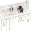 HappyHapi Hanging Jewelry Organizer Necklace Organizer Jewelry Hanger with 36 Hooks,Wall Mounted Jewelry Organizer for Necklace Earrings and Rings (White) (White)