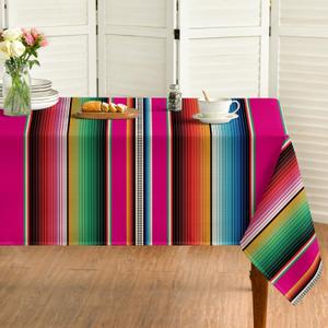Horaldaily Stripe Tablecloth 60x84 Inch Rectangular, Pink Stripe Washable Seasonal Table Cover for Party Picnic Dinner Decor (60" x 84" (Rectangular))