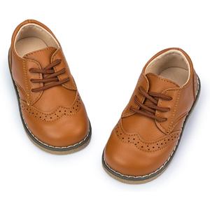 Meckior Toddler Boys Girls Black Dress Shoes Little Kid Oxford Shoes Wedding Church Dress Shoes PU Leather Lace Up School Uniform Loafer Flats, 30