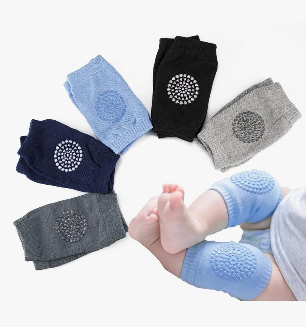 Little World Baby knee Pads for Crawling - 5 Pack Anti Slip Unisex Baby Knee Protectors - Toddler Knee Pads Gift Idea for Baby