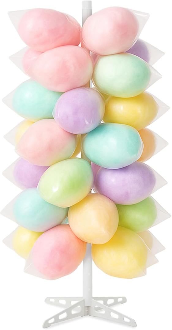 Novabright 1 Pack Plastic Cotton Candy Stand 5.25 ft Tall Cake Pop Stand with 48 Holes Adjustable Cotton Candy Floor Display for Christmas Wedding Birthday Baby Shower Party Anniversaries