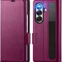 TUCCH Wallet Case Compatible with Galaxy Z Fold7 (8.0") 2025 Plum Purple, RFID Blocking | 4 Card Holder | Kickstand | Shockproof PC Shell | PU Leather | Magnetic Closure | Protective Flip Cover