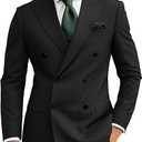 Wangyue Mens Suits Double Breasted Suit Men Slim Fit 2 Piece Wedding Prom Double Breasted Blazer Groom Suit Pants Sets, Jacket S, Pants M