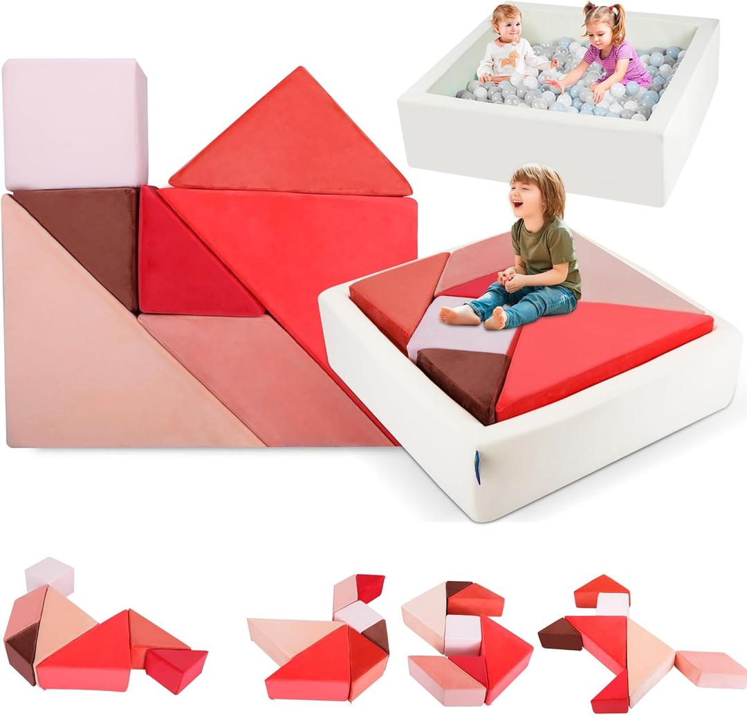 Kids Play Sofa, Nugget Couch Tangram Puzzles Sofa Furniture, Modular Kids Play Couch Furniture, Children's Sofas Building Fort for Playroom Bedroom Boys Girls Teens, Glow