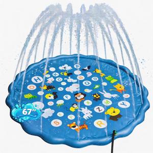Dimili 67-inch BPA-Free Inflatable Splash Pad for 4-8 Kids, Adults & Dogs, Durable Anti-Slip Backyard Sprinkler Water Pad for Family Relaxation & Outdoor Water Play
