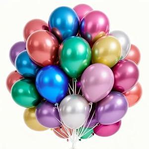 PartyWoo Metallic Balloons 66pcs 12 Inch Metallic Blue Silver Gold Purple Pink Green Rose Gold Latex Balloons for Baby Shower Wedding Engagement Unicorn Rainbow Birthday Party Decorations