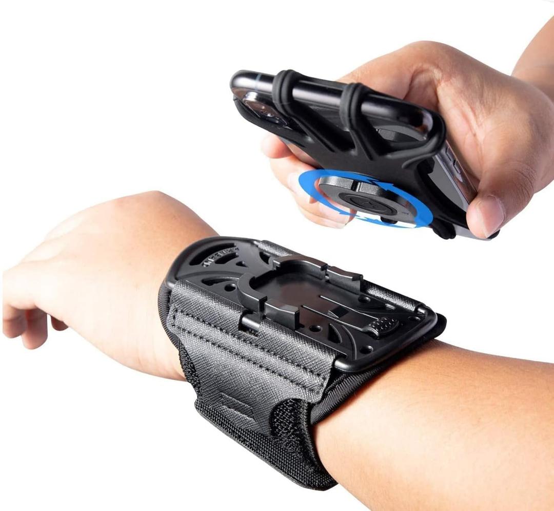 Wristband Phone Holder for Running, 360Rotation & Detachable Sports Armband with Key Holder for iPhone 16/15/14/13/12/11/Pro/XS/XR/X/8/7/6/Plus, for Samsung Galaxy, Fits 4''-6.5''Phone