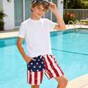 westwolf Boys Swim Trunks with Compression Liner Kids Bathing Suit 6-18 Years Swimwear (B1 Red Blue)