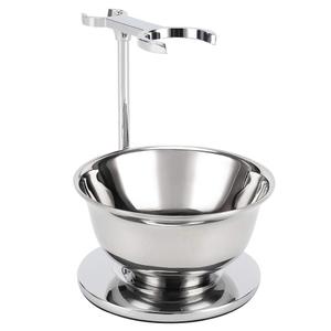 Deluxe Shaving Razor & Brush Stand with Double Layer Stainless Steel Soap Bowl Set,Compatible with Cartridge Razor,Gillette Razor,Safety Razor,Badger Shaving Brush,Gifts for Him (Chrome)