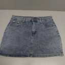 DEICAEVO Womens Denim Skirt Casual Mini Jean Skirt Stretch Low Waist Jean Skirt for Women Zip Fly Denim Mini Skirts (Medium, Light Blue)