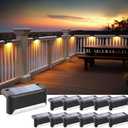 SOLPEX Solar Fence Lights Outdoor, Solar Step Lights Waterproof LED Deck Lights for Stair, Balcony, Railing, Front Porch, Yard, Garden and Patio Decor (12 Pack Warm White) (Black)