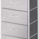 AODK Dresser for Bedroom with 4 Storage Drawers, Small Dressers Chest of Drawers Fabric Dresser with Sturdy Steel Frame, Dressers for Closet with Wood Top, Light Grey