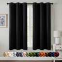 MIULEE Black Blackout Curtains for Bedroom Living Room 63 Inches Long 2 Panels, Thermal Insulated Room Darkening Drapes Solid Grommet Top Noise Reduction Light Blocking Halloween Window Treatments