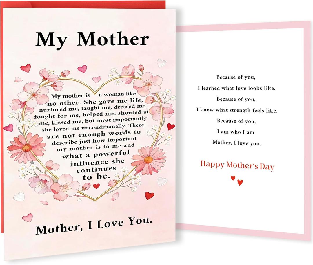4 x FANCYLUCKY Funny Mothers Day Card for Mom, Happy Mother's Day Card from Daughter Son, Gift for Mother Grandma