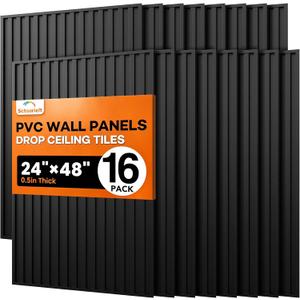 16 Pack 3D Wall Panels, 24"x48" PVC Textured Slat Interior Wall