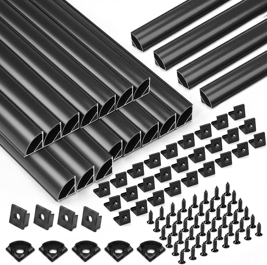 Gerrii 20 Pack 3.3ft/1m Black V-Shaped LED Strip Channel LED Corner Channel