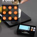 Atogou Upgraded Wireless Food Scale, 33lb/15kg Kitchen Scale with Detachable Display & Larger Platform, 0.1oz/1g, 9 Units, Counting Function, Stainless Steel, for Cooking, Baking, Shipping, Black