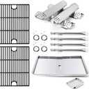 Adviace Grill Replacement Parts for Nexgrill 720-0830H 720-0783E 720-0783EH, Grease Tray Drip Tray & Burner Tubes and Igniters, Grill Heat Plates & Grates for Home Depot Nexgrill 4 Burner 720-0830H