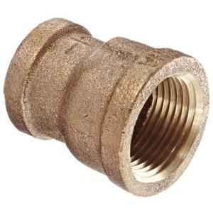 Anderson Metals 38119 Red Brass Pipe Fitting, Reducing Coupling, 3/4" x 1/2" Female Pipe