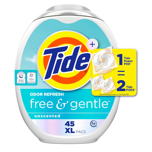Tide PODS Free and Gentle Odor Refresh Laundry Detergent Packs, 45 Count, Hypoallergenic Laundry Detergent Pods